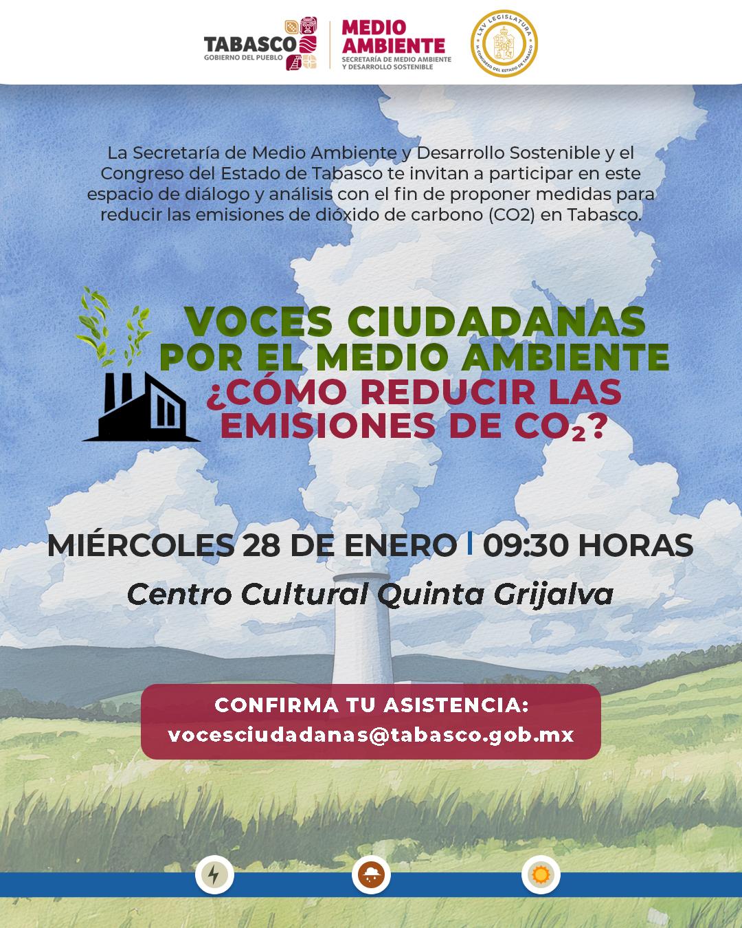 Convoca Gobierno del Estado al Foro Participativo “Voces Ciudadanas: ¿Cómo reducir las emisiones de CO²?