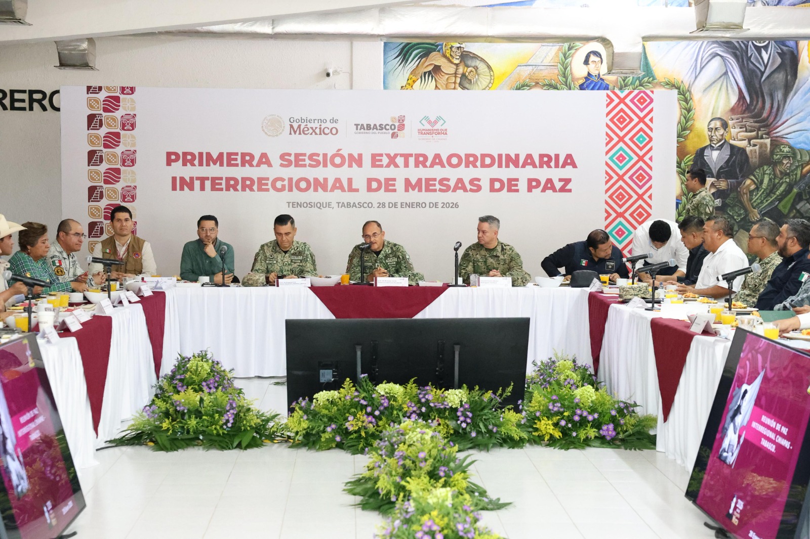 Celebran autoridades de Tabasco y Chiapas Mesa Interregional de Paz, para fortalecer estrategia de seguridad en la región.