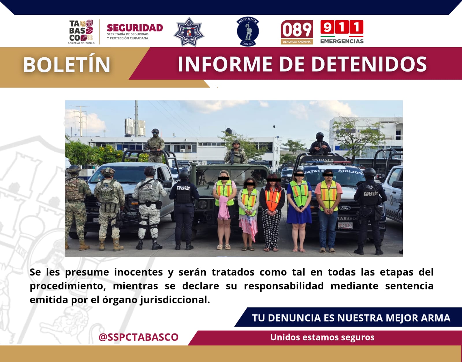 Detienen SSPC y FIRT Olmeca a 5 presuntos responsables de secuestro.