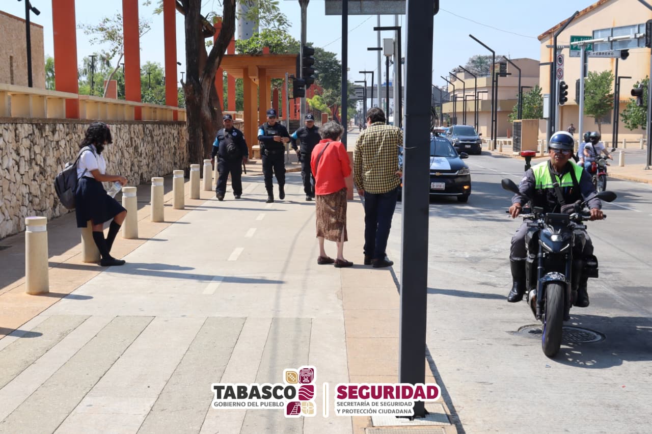 Policía Metropolitana refuerza seguridad en el Malecón Carlos A. Madrazo.