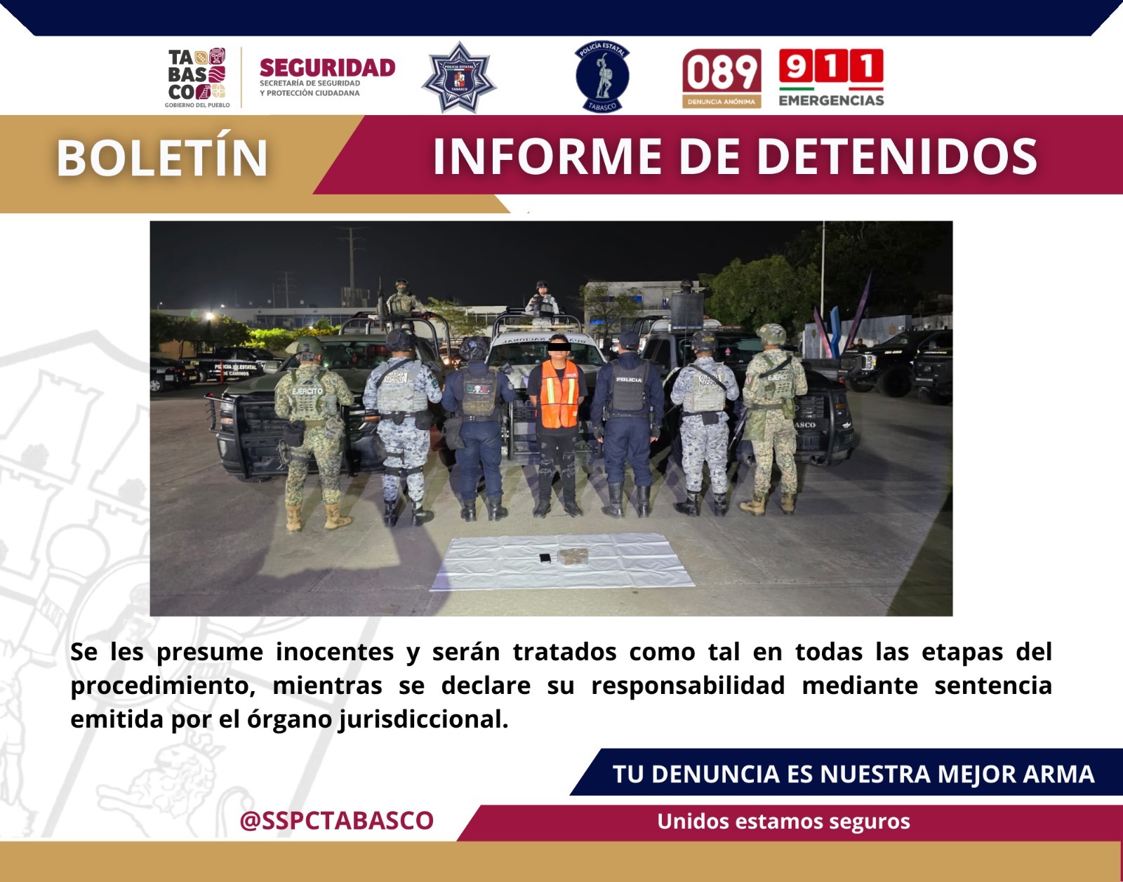 Detenido presunto responsable de delito contra la salud.