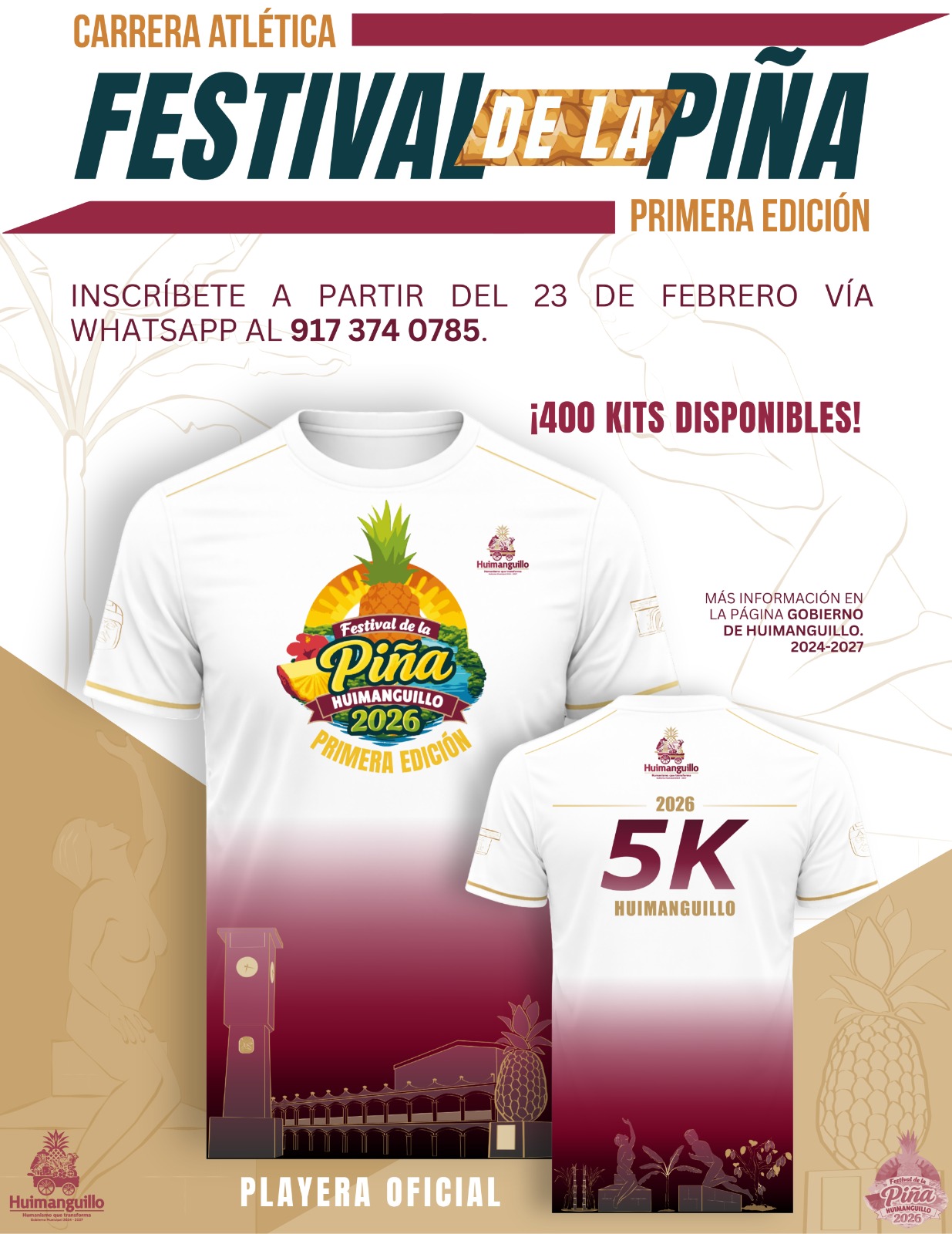 Ayuntamiento Constitucional de Huimanguillo invita a participar en la Carrera Atlética 5K.