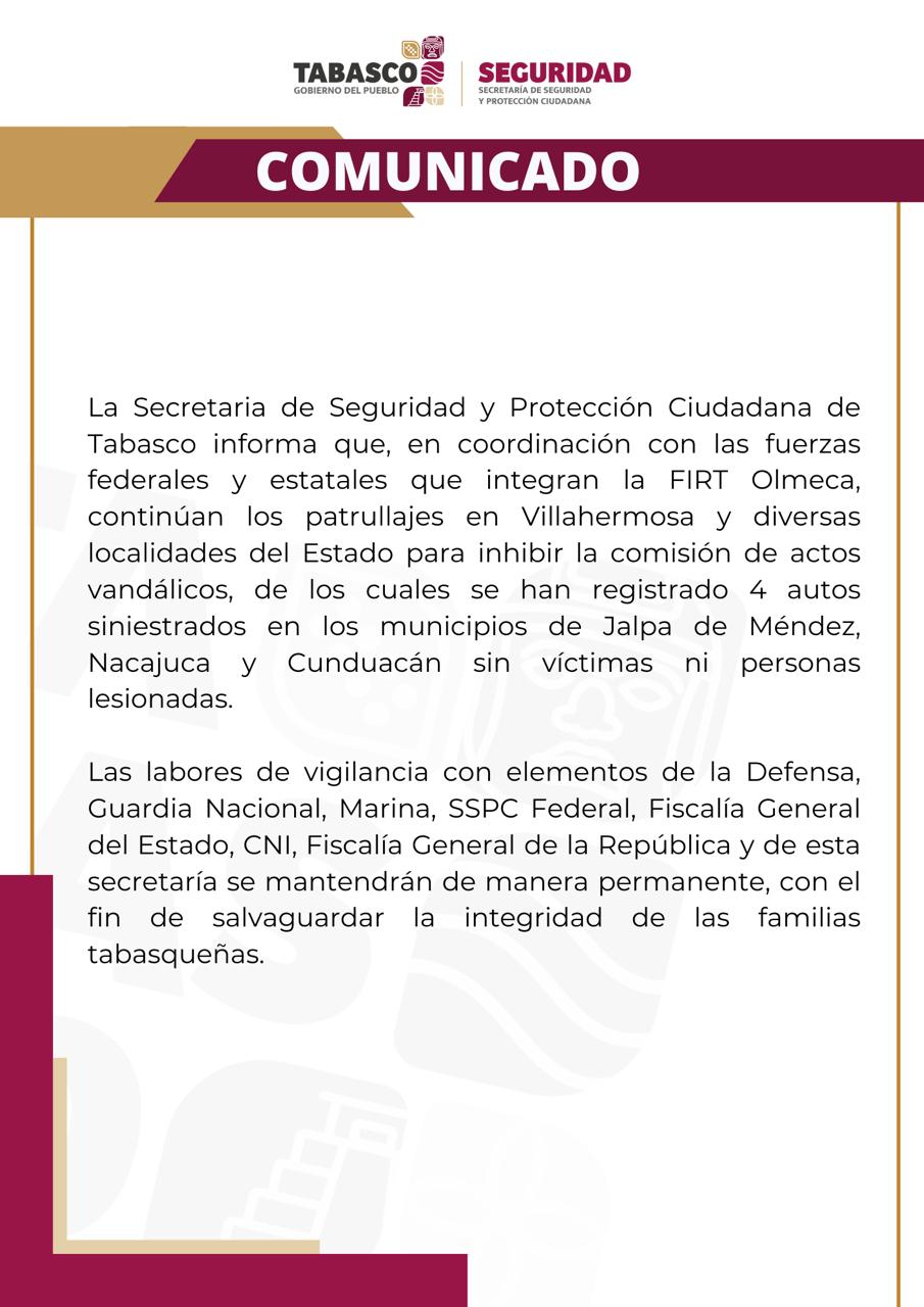 LA SECRETARÍA DE SEGURIDAD Y PROTECCIÓN CIUDADANA EMITE COMUNICADO.