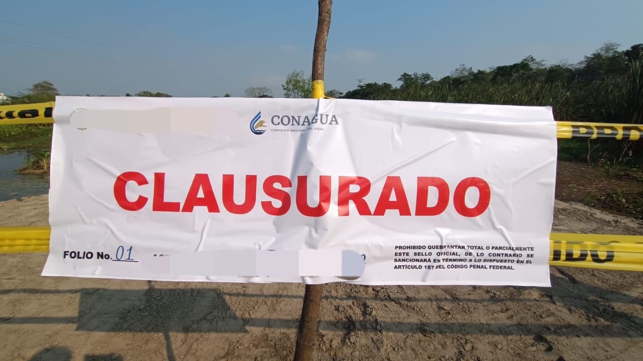 Conagua clausura aprovechamientos ilegales en Tabasco tras denuncias ciudadanas.