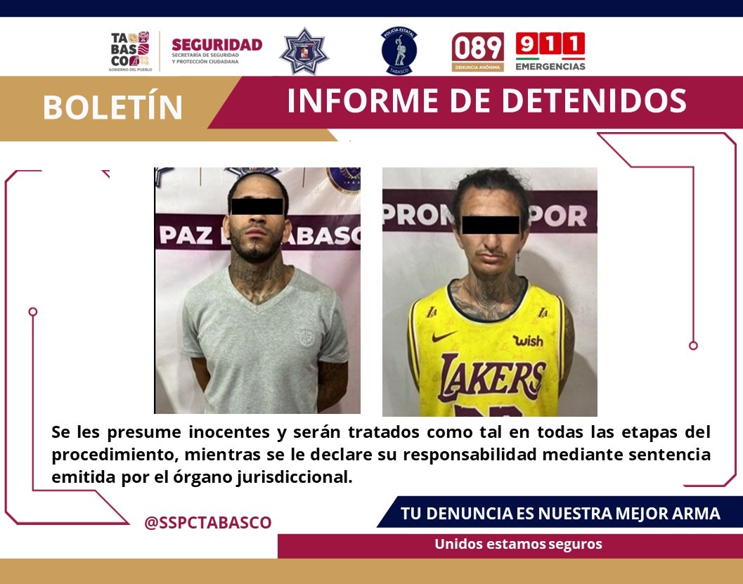 Detiene SSPC dos masculinos por el delito contra la Ley General de la Salud.