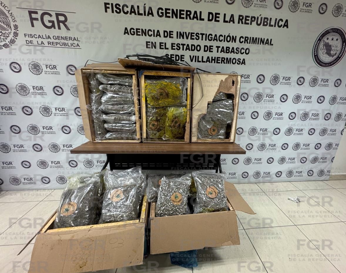La FGR detiene a una persona por transportar aproximadamente 88 kilos de narcótico en Frontera, Centla.