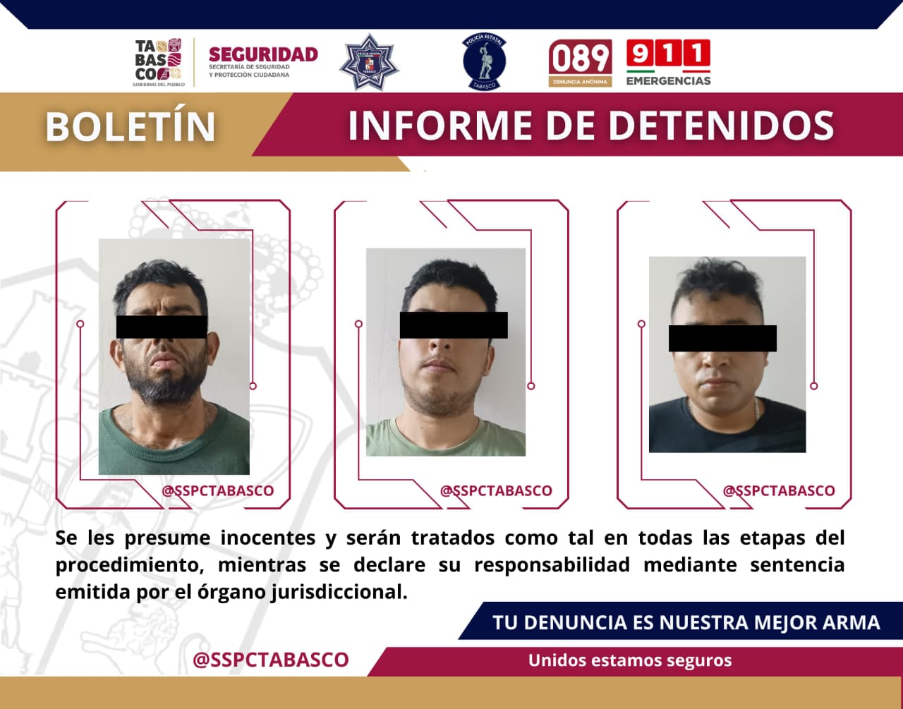 Logra FIRT Olmeca logra detención de tres personas por portación de arma de fuego.