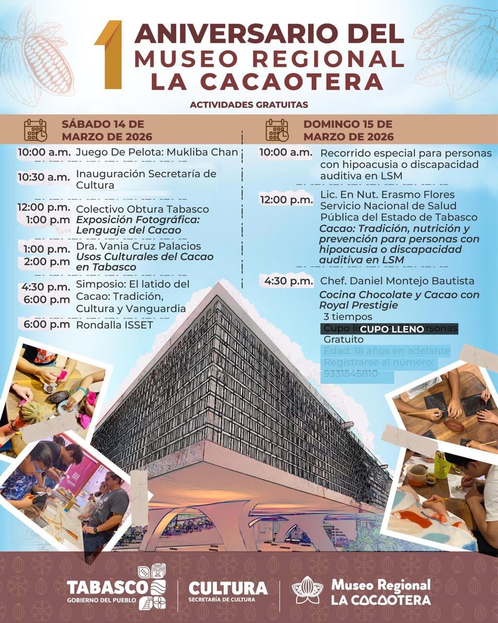 Secretaría de Cultura invita a disfrutar 51 actividades este fin de semana en Tabasco.
