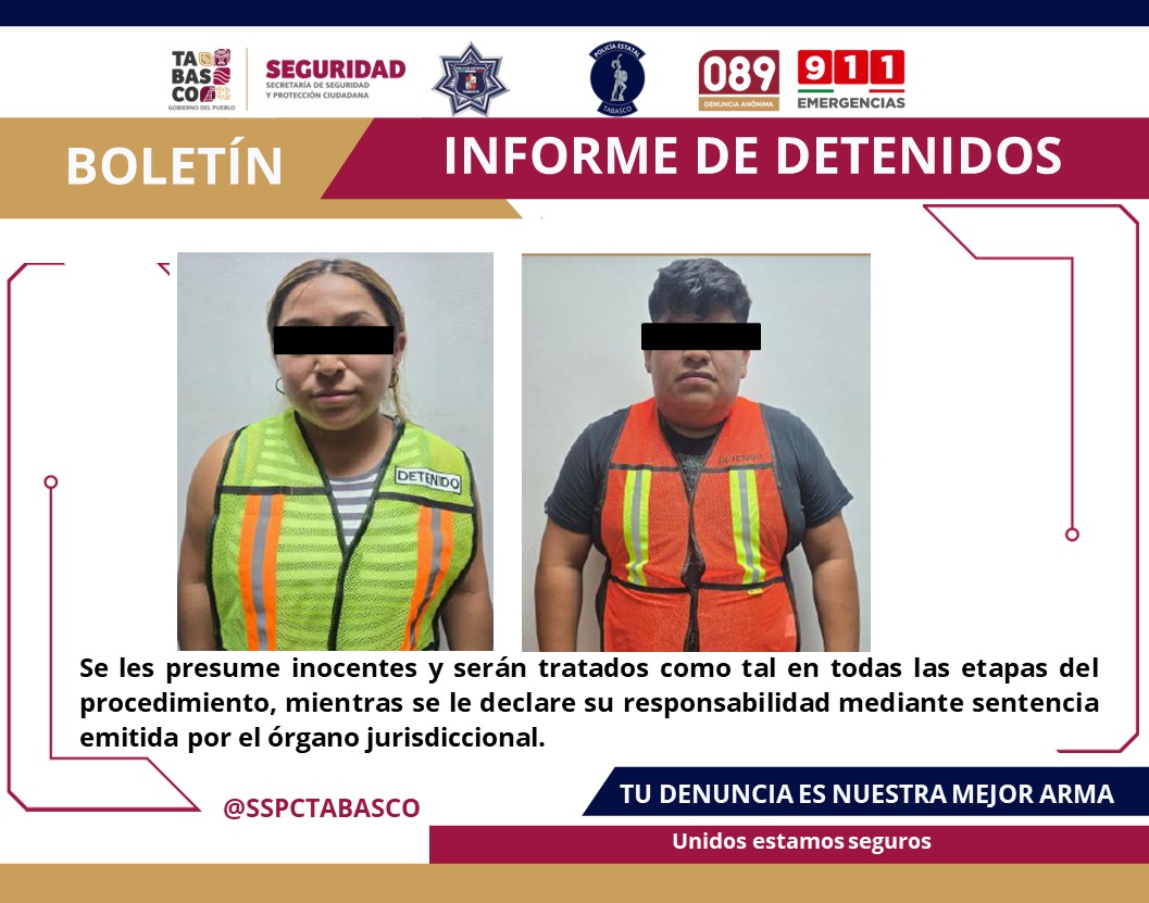 Dos personas detenidas por la SSPC por el delito contra la Ley General de Salud.