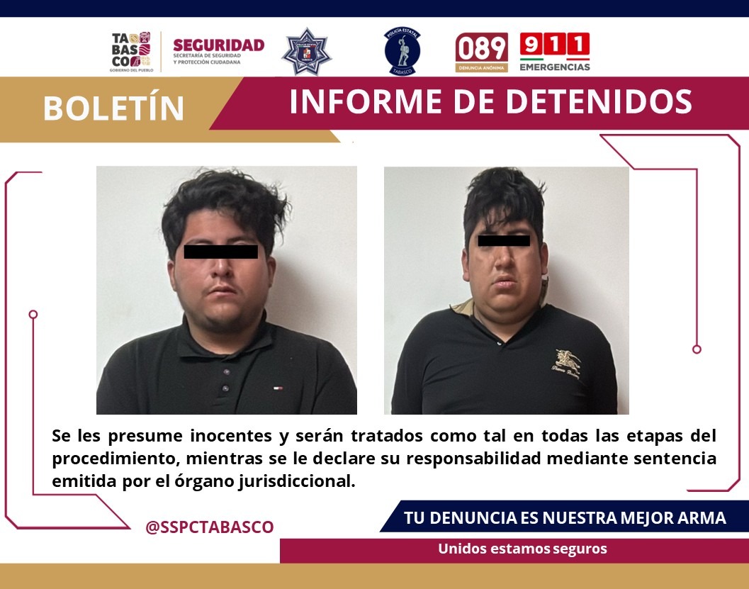 Detiene la SSPC y FIRT Olmeca a masculinos por narcomenudeo.