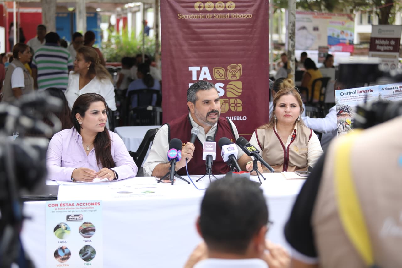 Refuerza Salud acciones preventivas para mantener brote de dengue bajo contención en Tabasco; “no se escatiman recursos para combatir el vector”.