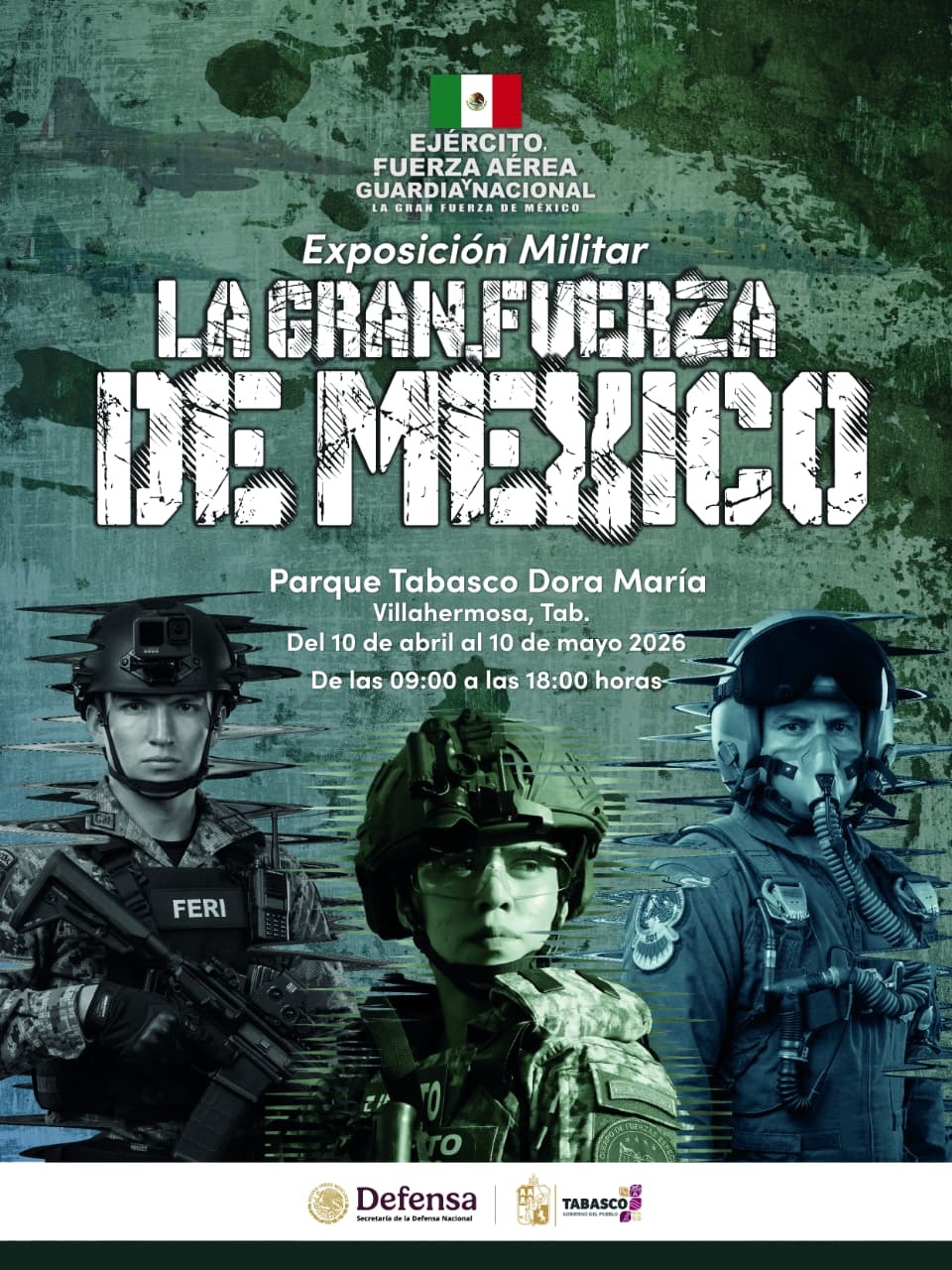 ¡No te la pierdas! Este viernes inaugurarán «La Gran Fuerza de México»; el Gobernador Javier May invita a disfrutar de la exposición militar del 10 de abril al 10 de mayo.