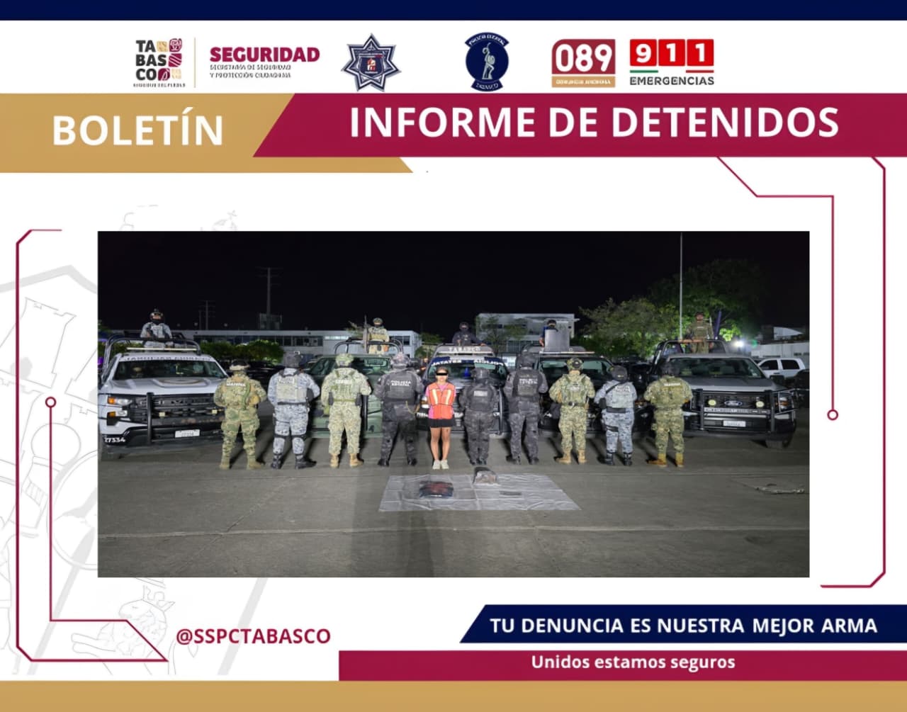 Detiene la FIRT Olmeca a fémina relacionada con la delincuencia organizada y por daños a la salud.