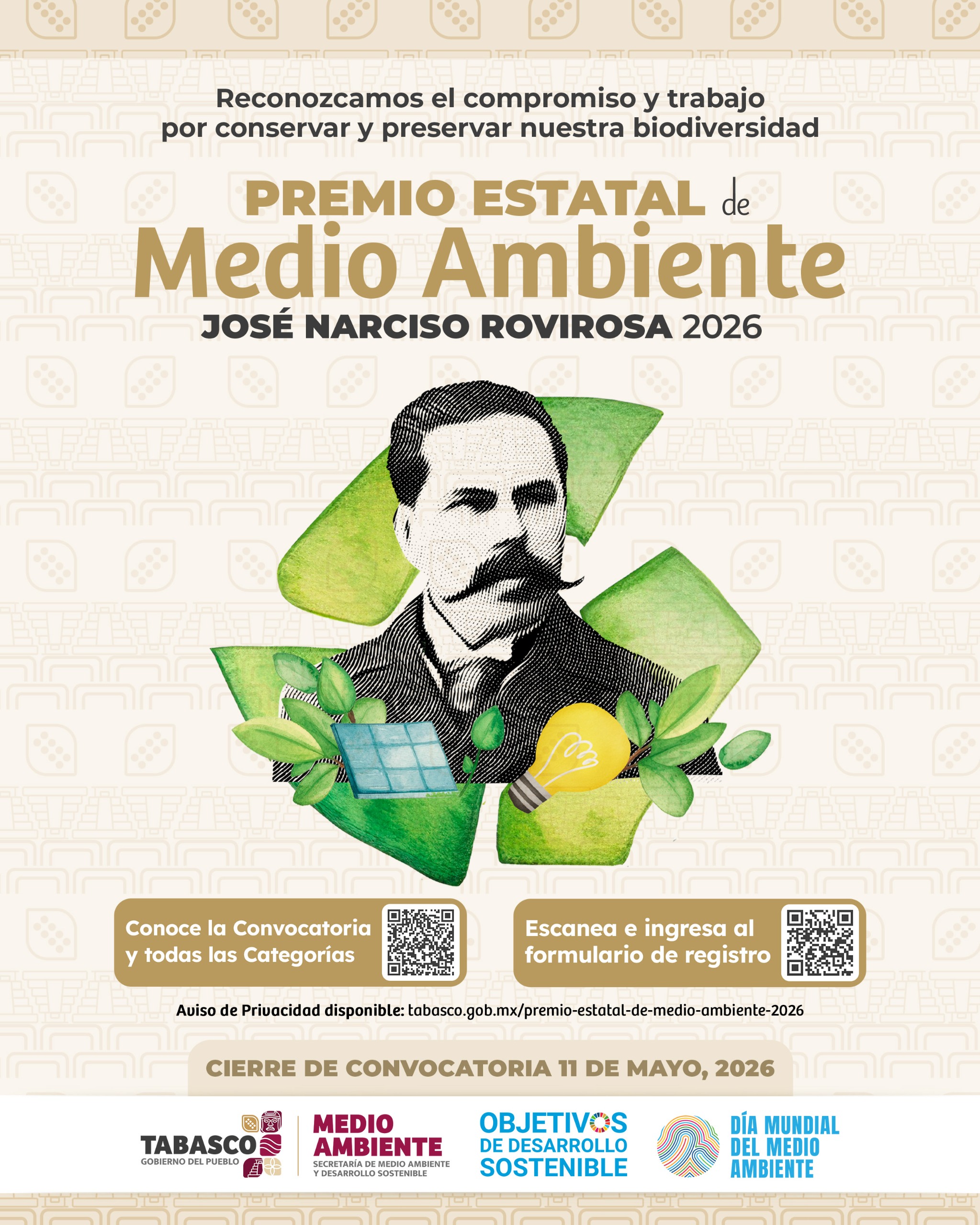 Invita gobierno de Tabasco a participar en el Premio Estatal de Medio Ambiente «José Narciso Rovirosa» 2026.