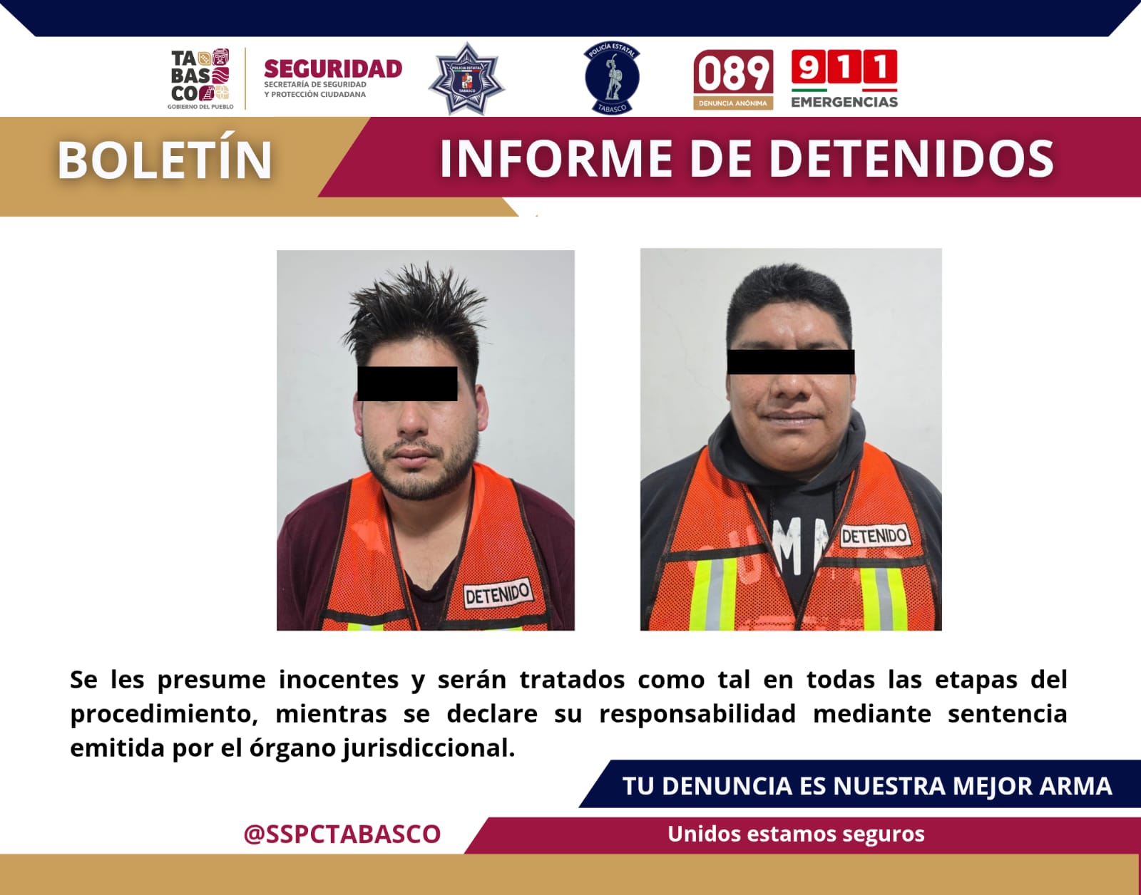 Aseguran SSPC y FIRT Olmeca a tres masculinos por el delito de portación de armas de fuego y delitos contra la salud (narcomenudeo).