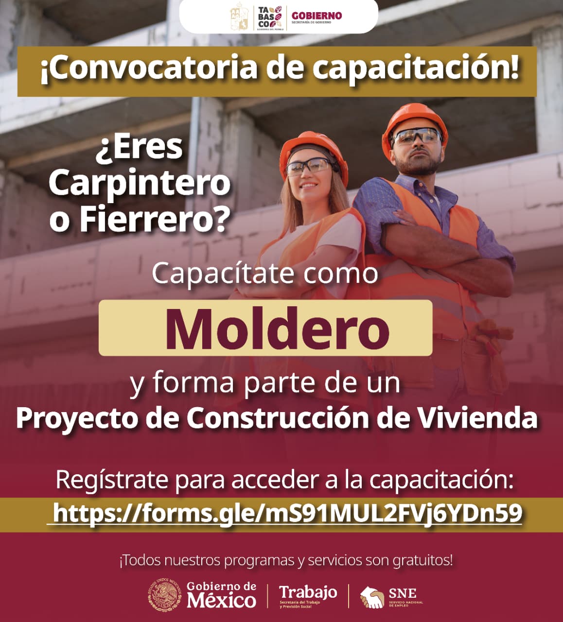 Impulsa Gobierno de Tabasco formación de molderos para fortalecer la política de vivienda y el empleo formal.