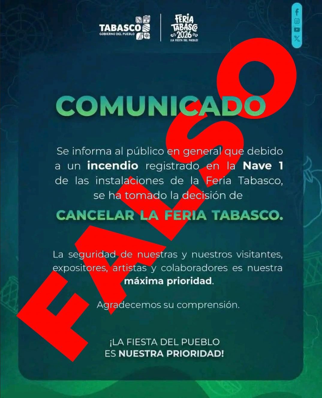 Comunicado de la Feria Tabasco.
