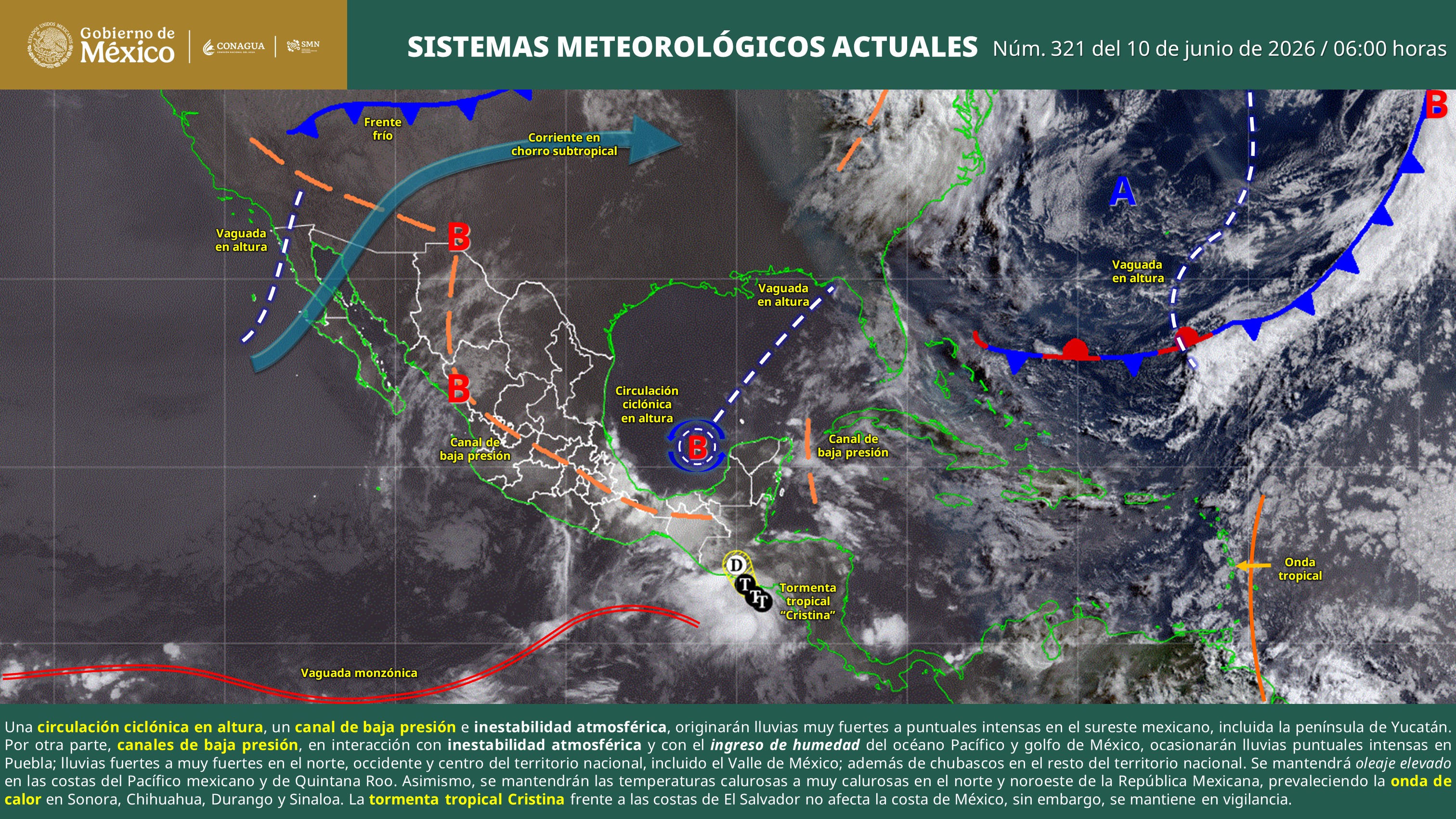Lluvias Intensas en Puebla, Veracruz, Oaxaca, Chiapas, Campeche Y Quintana Roo.