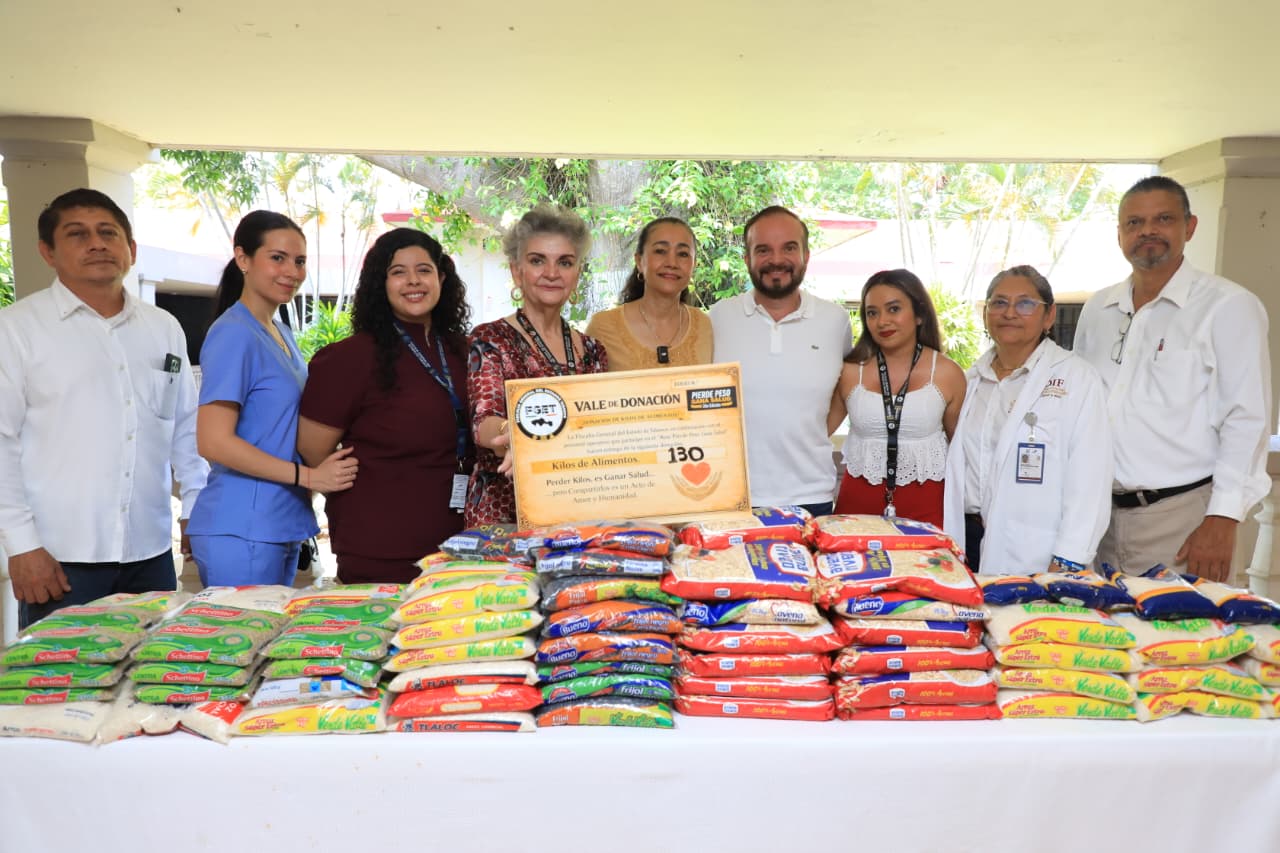 Recibe DIF Tabasco 130 kilos de granos saludables entregados por la FGE para la alimentación de adultos mayores atendidos en la «Casa del Árbol».