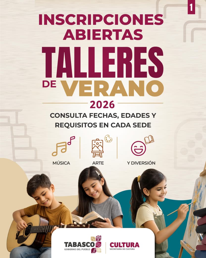 Secretaría de Cultura abre inscripciones para los Talleres de Verano 2026 en museos, bibliotecas, galerías y centros culturales.