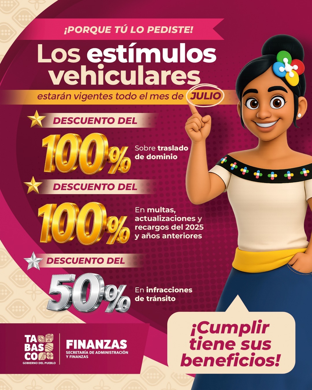 Anuncia Secretaría de Administración y Finanzas ampliación de Programa de Estímulos Vehiculares en beneficio de las familias tabasqueñas.